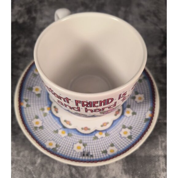 Vintage Mary Engelbreit Tea Cup & Saucer Set With A Constant Friend Is A Rare Th - Picture 3 of 5